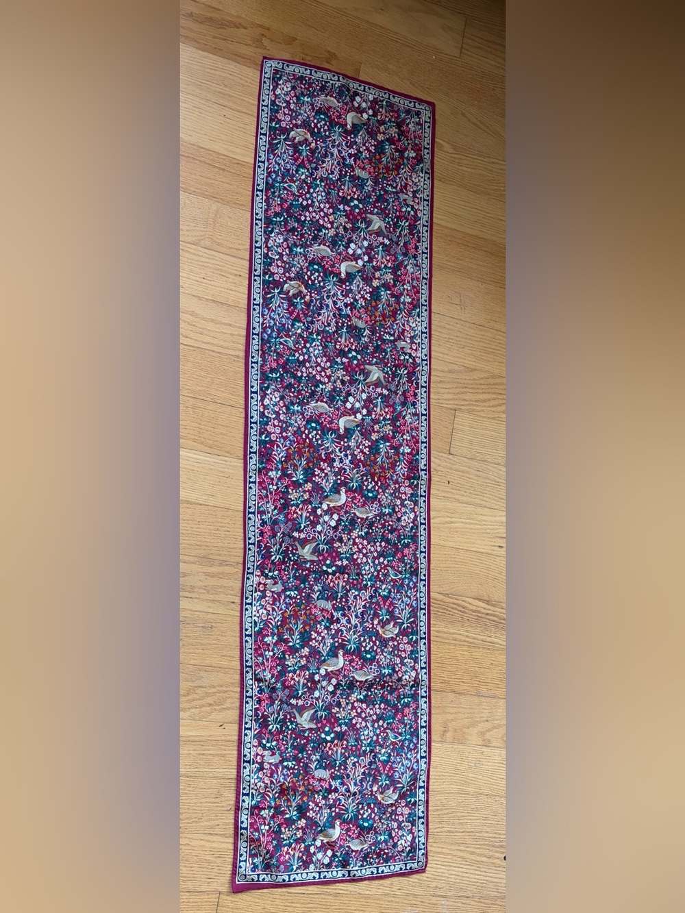 100 % silk Floral Pattern  Scarf Wrap maroon green white yellow blue